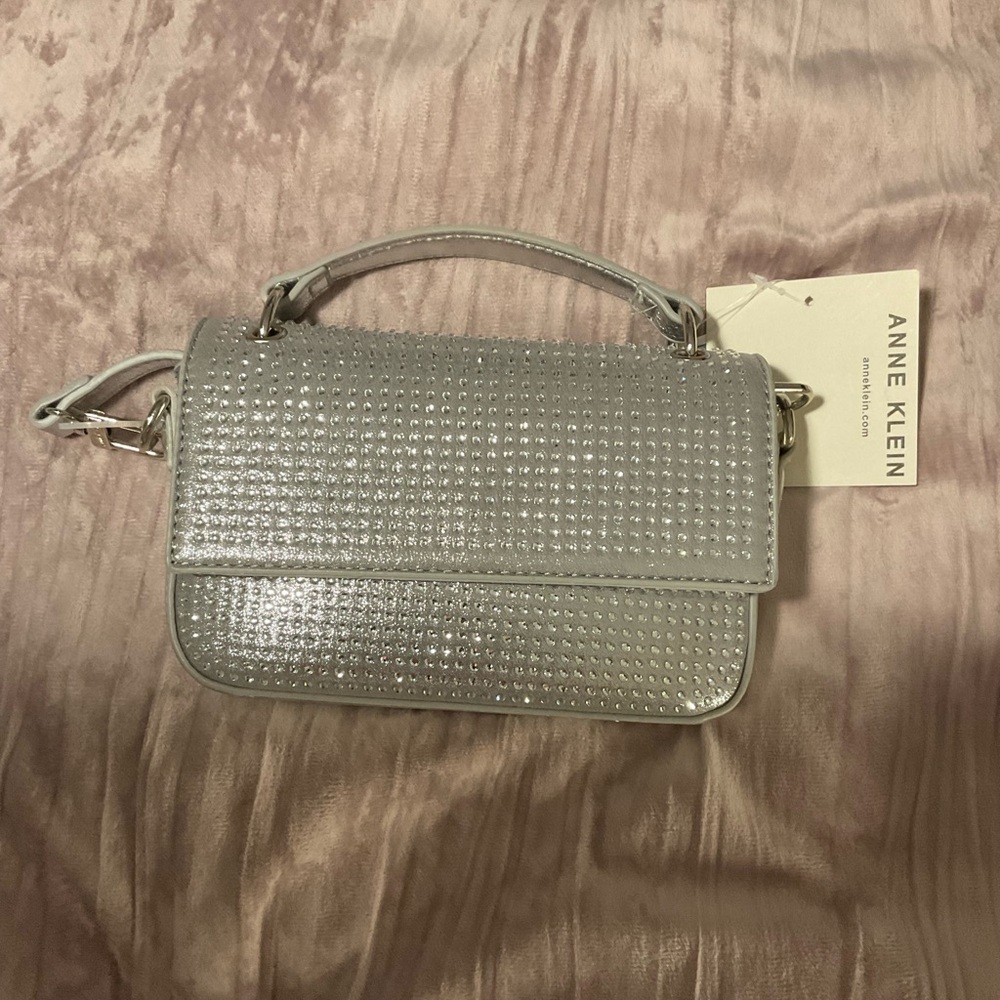 Anne Klein silver rhinestone small bag
